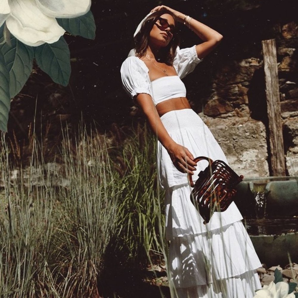 WeWoreWhat Coco Puff-Sleeve Bandeau Top